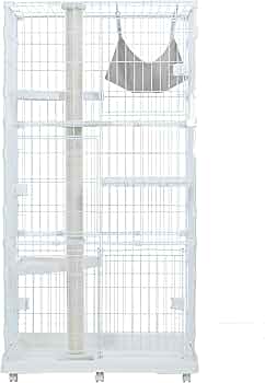 キャットゲージ3段ワイド　大型猫ゲージ　キャスター・爪研ぎ・ハンモック付　組立品 Amazon.co.jp: キャットケージ 3段 爪とぎ一体ケージ 猫ケージ